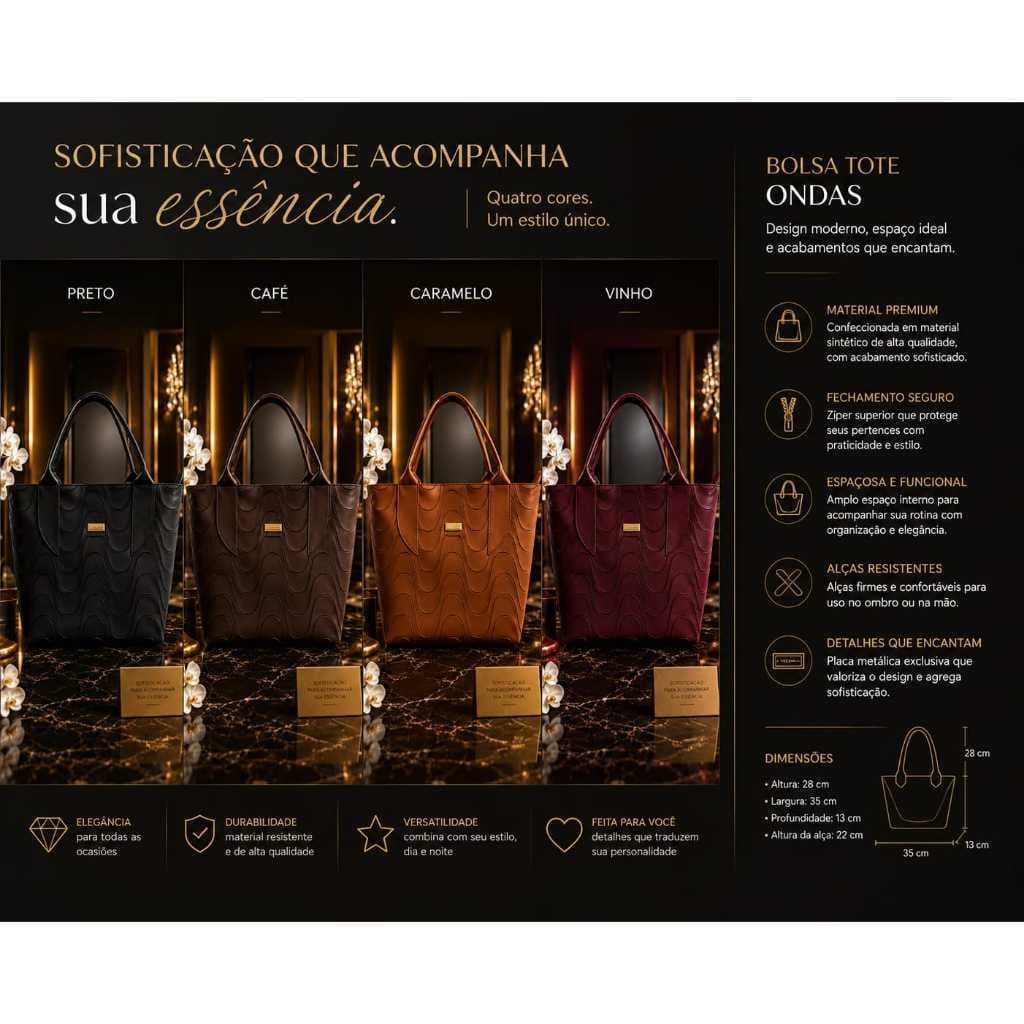 Bolsa de Ombro Feminina Preto - Praticidade e Estilo com Fechamento em Zíper