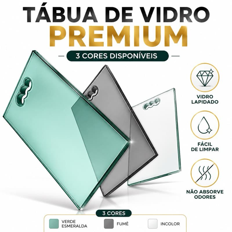 Tábua de Vidro Lapidado para Cozinha e Churrasco Resistente Premium.