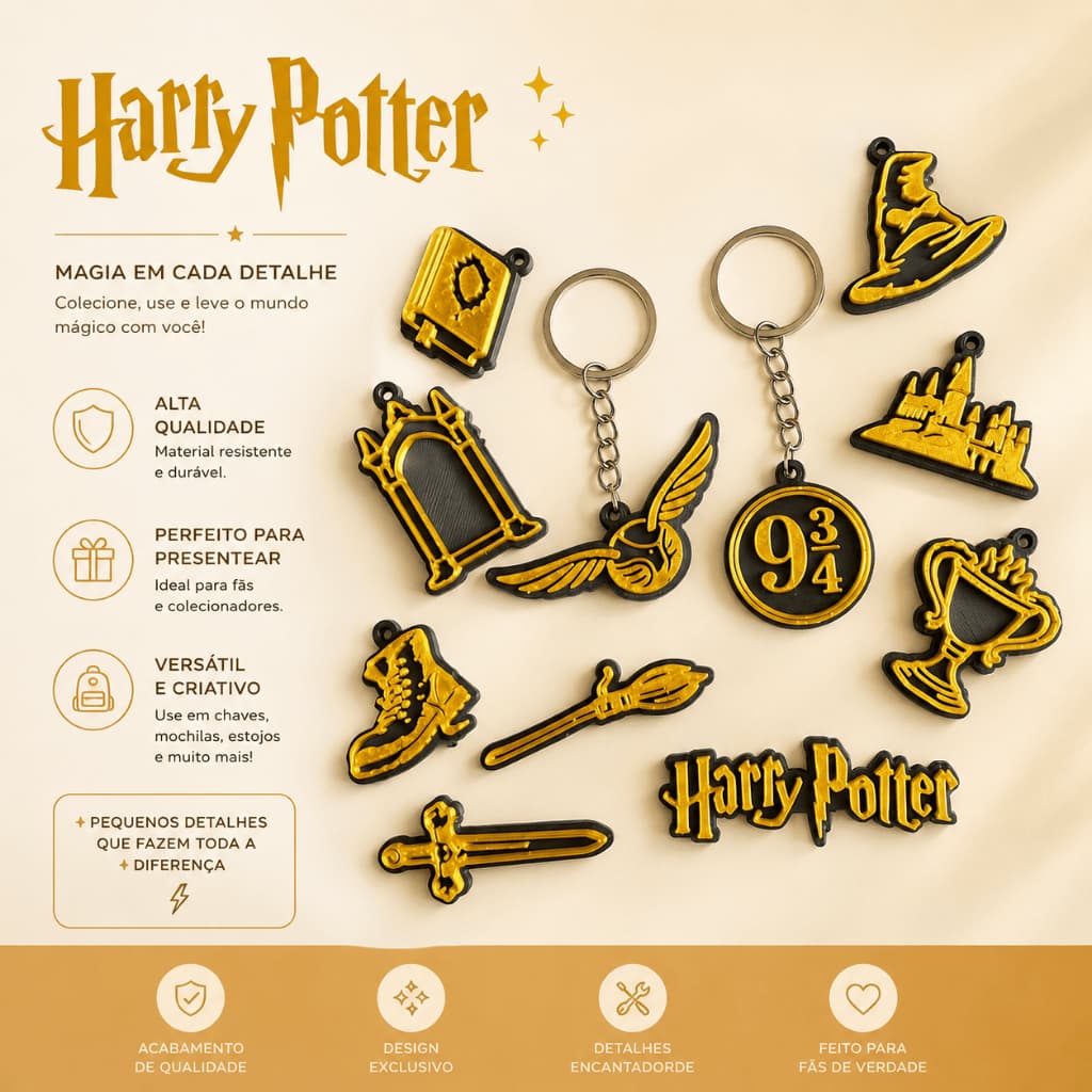 Kit 11 Unidades De Chaveiro Bruxo Magia Kit Presente
