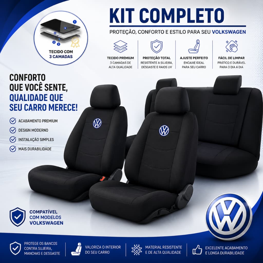 Capa Banco Automotivo Carro Tecido Reforçado Grosso Gol Polo Fox Voyage Golf