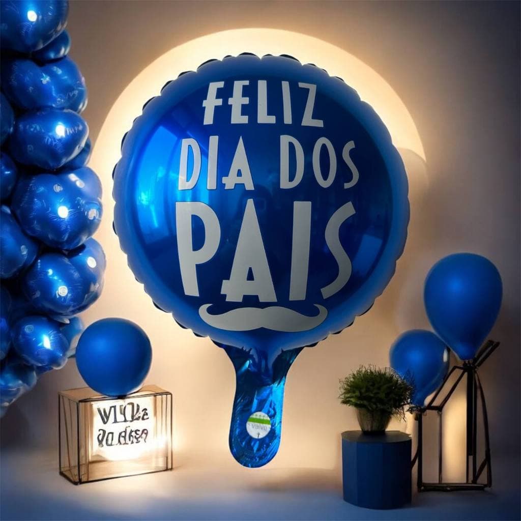 10 Balão Metalizado Redondo Feliz Dia Dos Pais Centro De Mesa