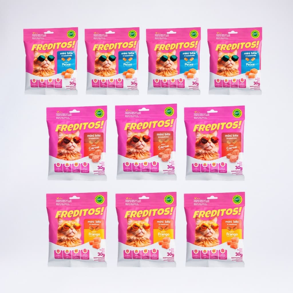 KIT 10 X - SNACKS FREDITOS GATOS - SABOES - 30 G