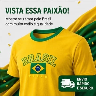 Camisa Brasil Premium 100% Algodão Camiseta Seleção Brasileira Copa Mundo  Conforto Torcida