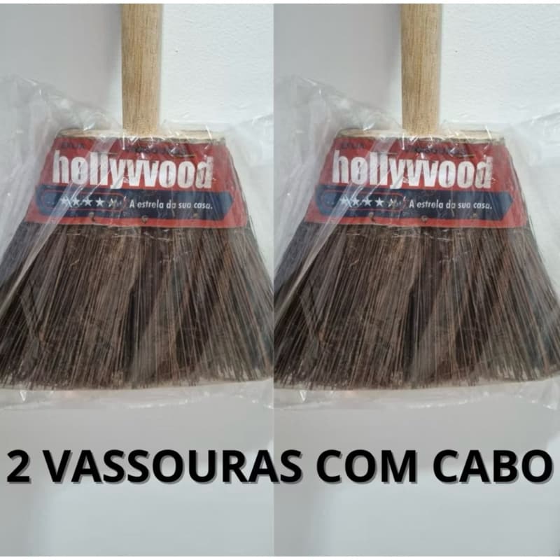 KIT COM 2 Ultra Vassoura Piaçava Natural Reforçada | Quintal, Garagem e Calçadas