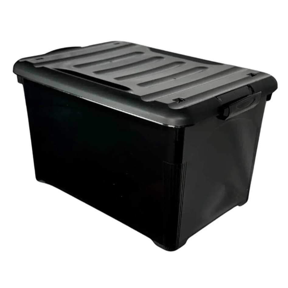 Kit 3 Caixas Organizadoras com Tampa Trava e Rodinhas 45L Ordinare Elite