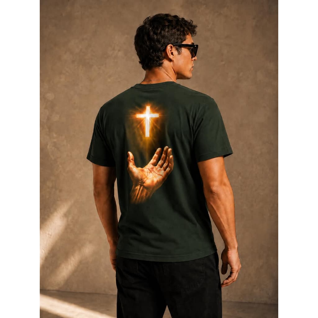 Camiseta Algodão Premium  Mãos de Deus Cristã Fé Jesus P ao GG, 7 cores Envio Rápido Frete Grátis