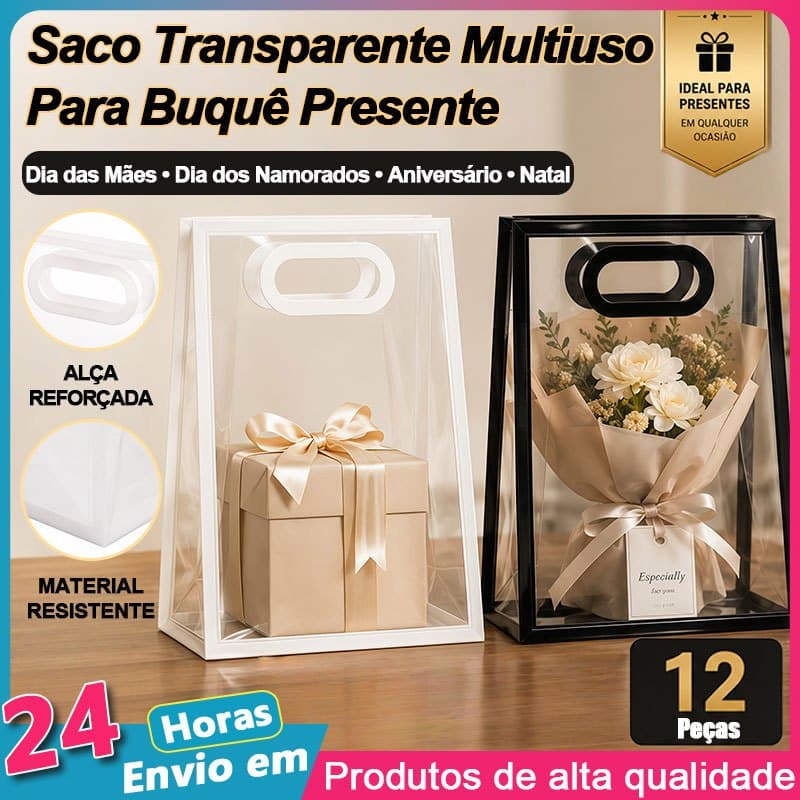 Kit 12 Sacolas Plástica com Borda Design