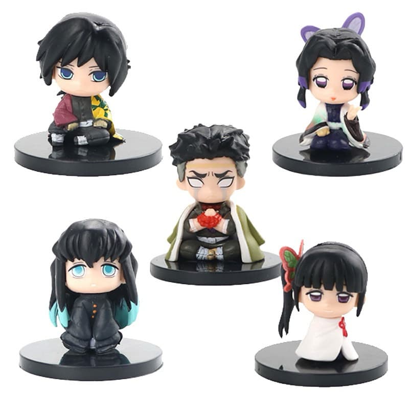 Mini Figuras Demon Slayer 4cm | Giyu, Shinobu, Muichiro, Obanai, Kanao | Kit Completo 5 Peças