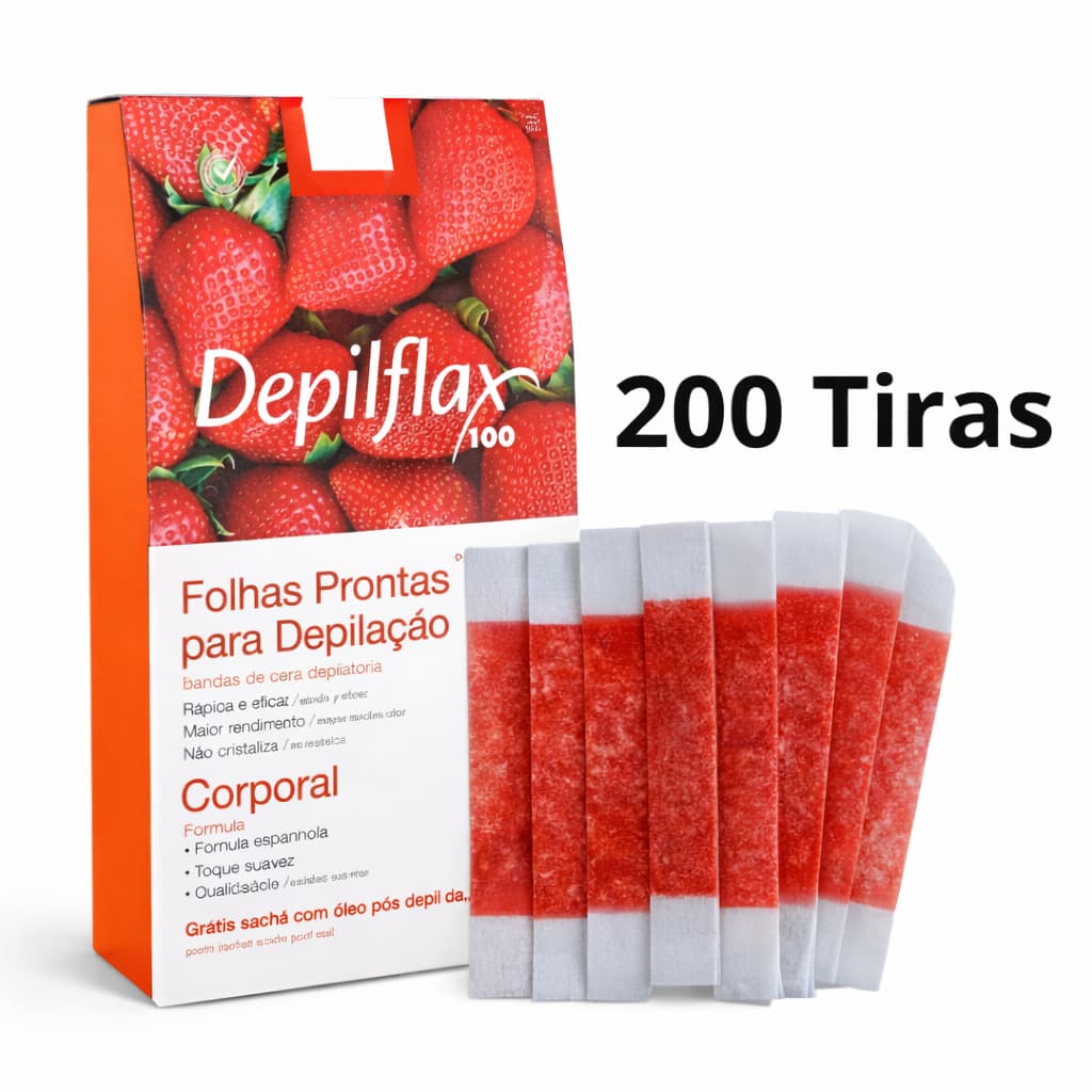 24 Folhas Prontas De Cera Depilatória Facial Depilflax Morango Remove Pelos Com Praticidade