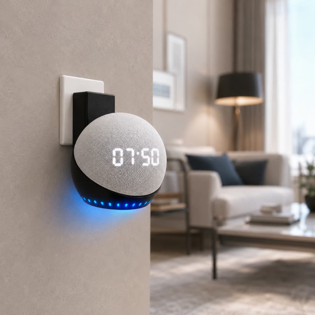 Suporte para Alexa Tomada Parede Organizador de Cabos e Ambiente Design Moderno e Instalação Prática