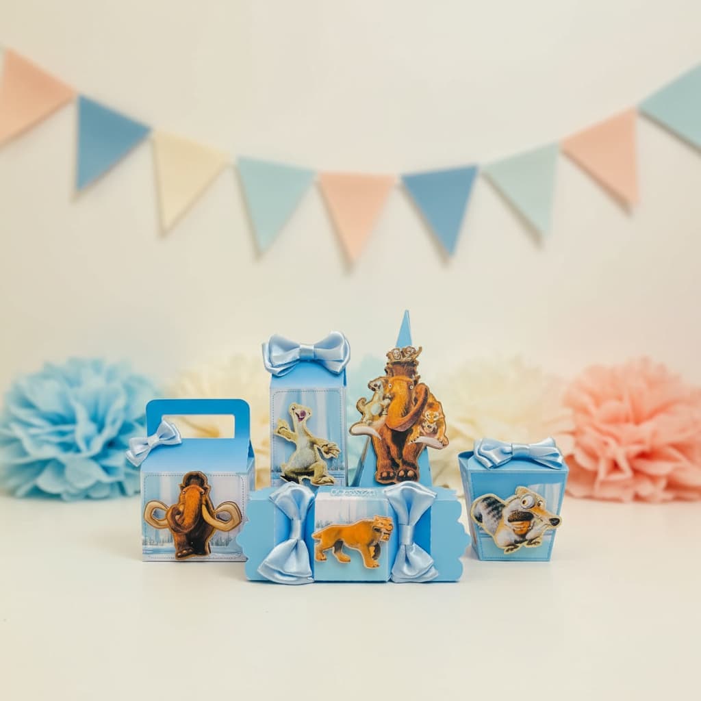 Kit Festa Pegue e Monte - Lembrancinhas Personalizadas A Era do Gelo - Aniversário - Caixa Milk Personalizada
