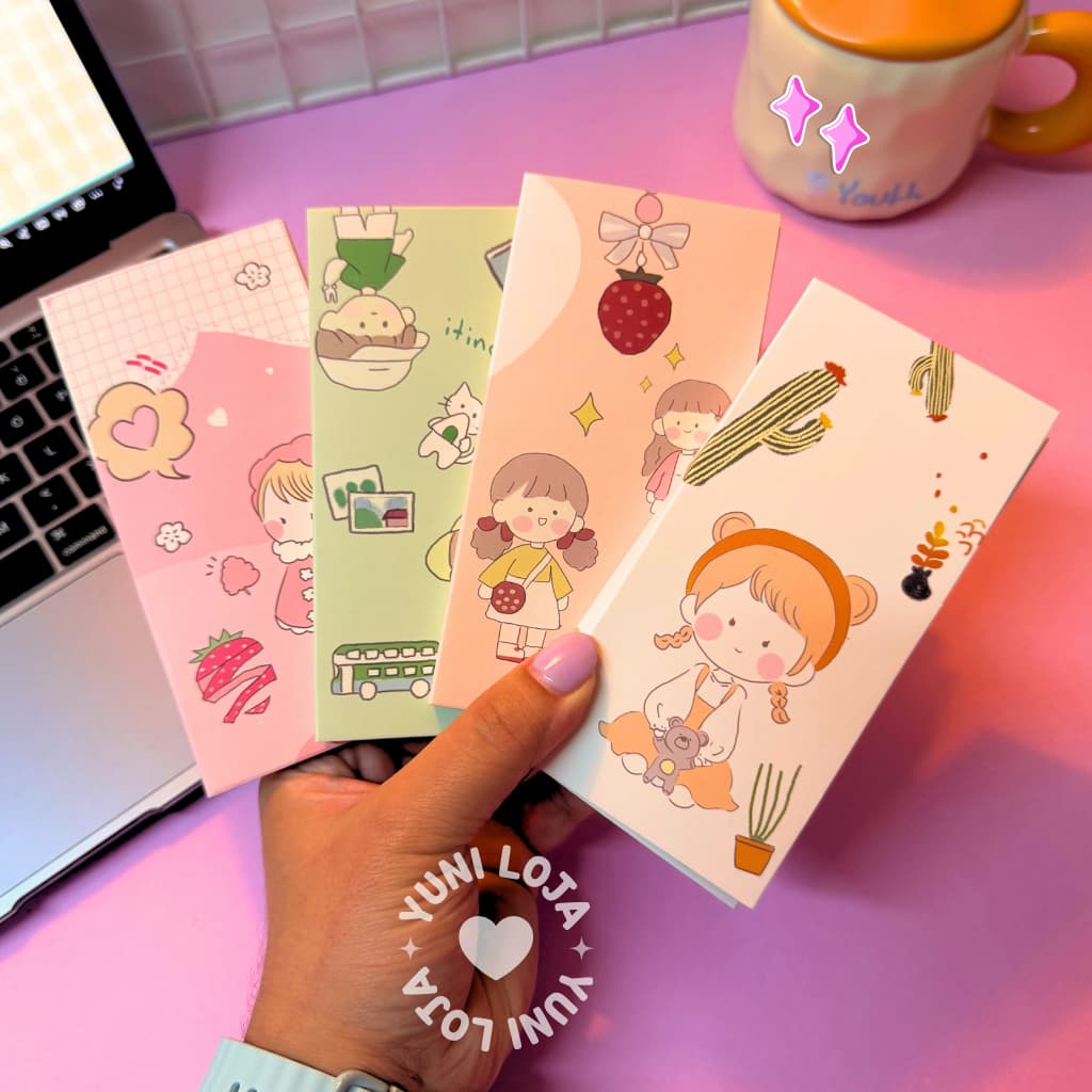 Bloco Adesivo Post-It Decorado Menininhas | Kit Bloco De Notas Adesivas | Papelaria Fofa