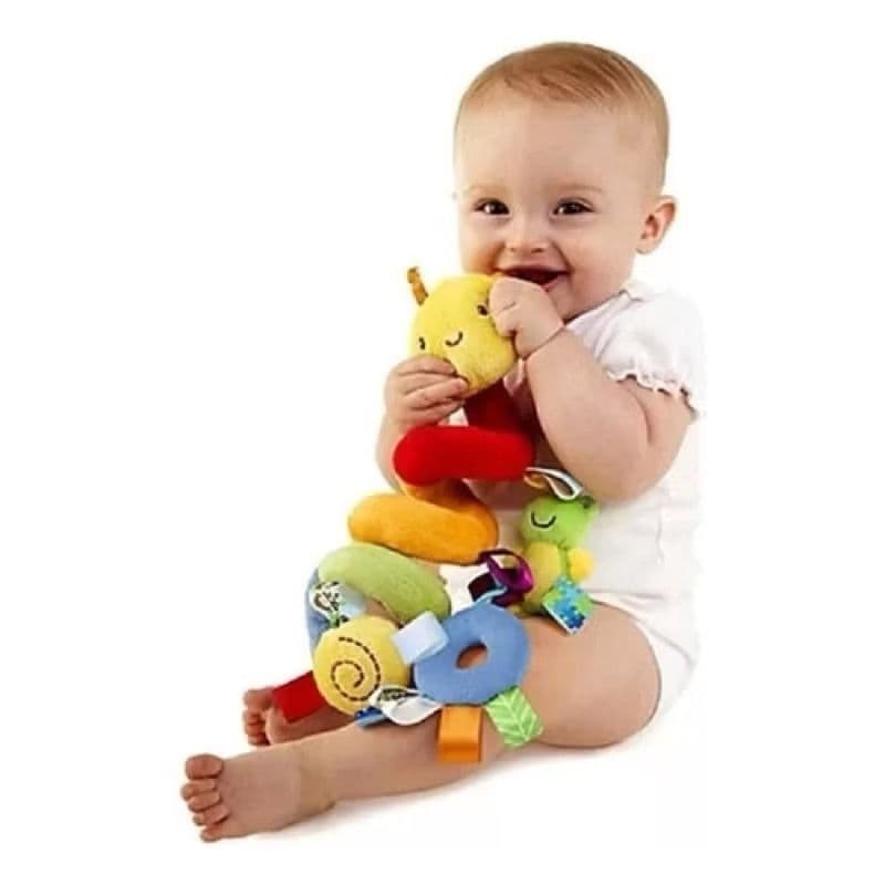 Móbile Centopeia Espiral Bebe Carrinho Com Chocalho Diversao Cor Amarelo
