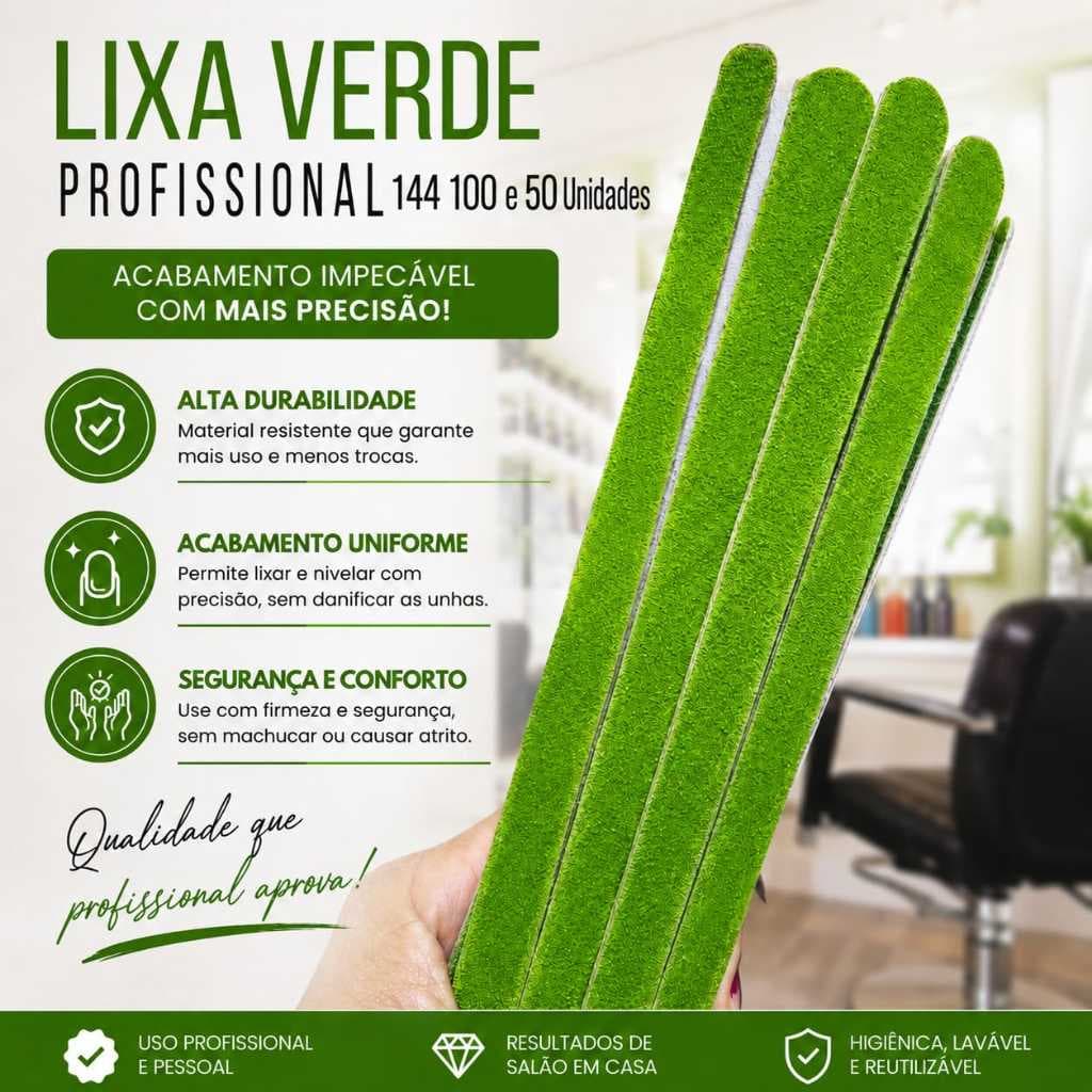 Kit Lixas De Unha Profissional 16 Cm  Verde -  Manicure Pedicure Lembrancinha - Escolha A Quantidade