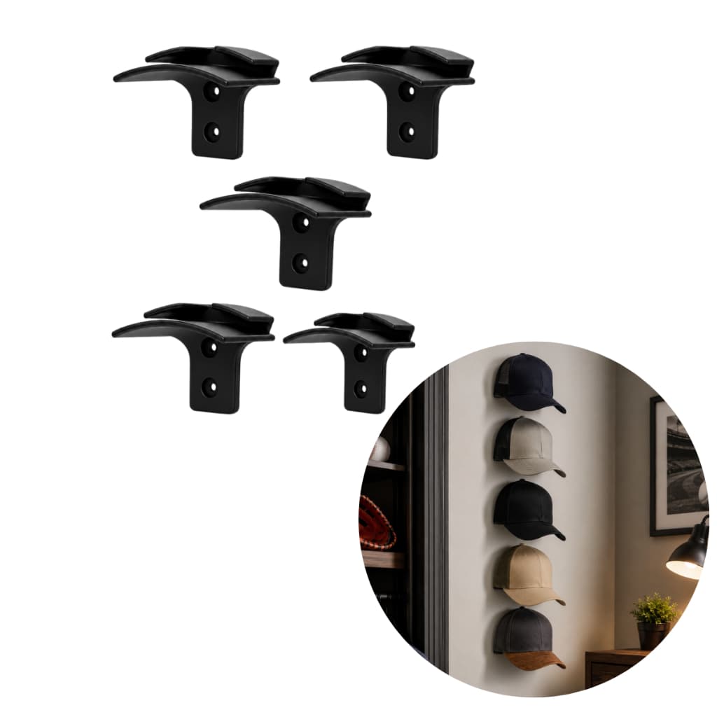 Kit 5 Suportes Para Boné De Parede Porta Bonés Organizador Chapéu