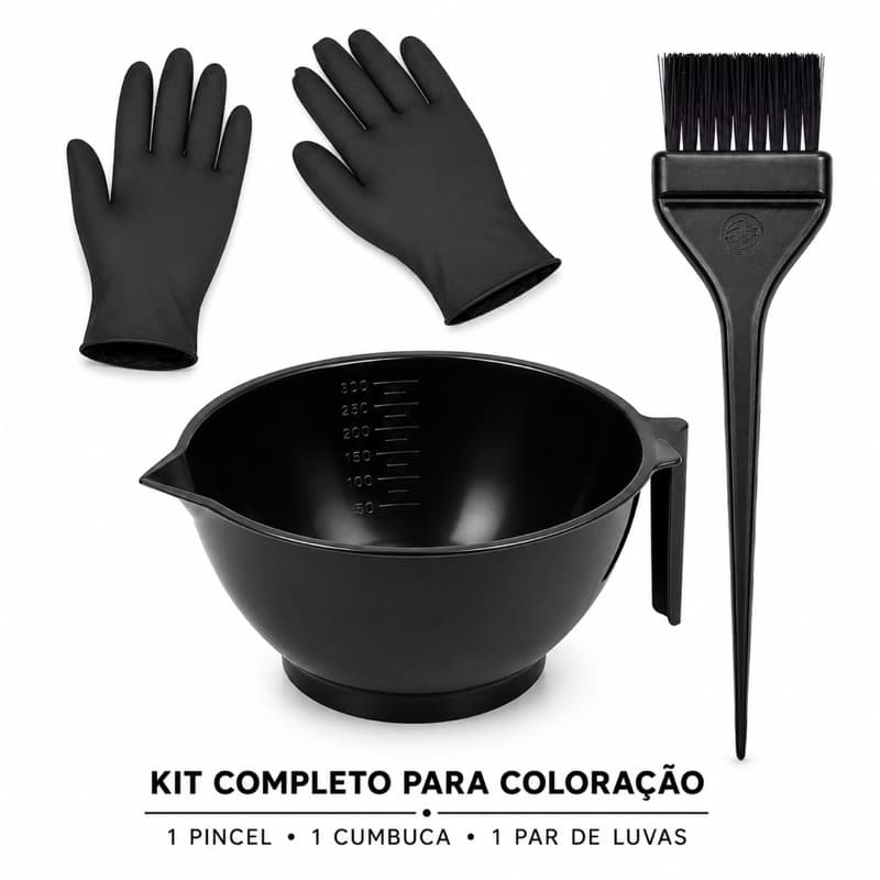 Tigela para Pintura de cabelo Cumbuca para Pintura de Cabelo 1 Cumbuca 1 Pincel 1 Par De Luvas kit