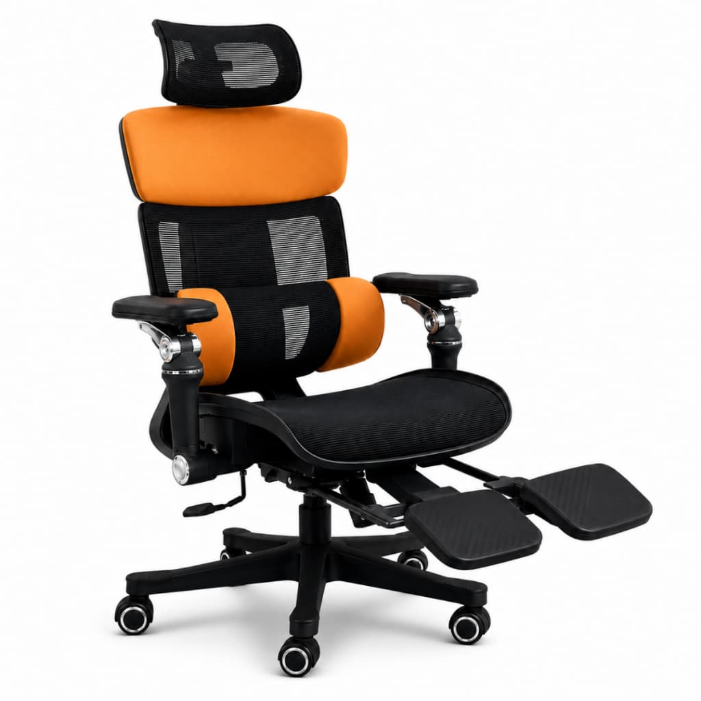 Cadeira de Escritório Ergonômica Executiva com Apoio de Pés Retrátil e Tela Mesh