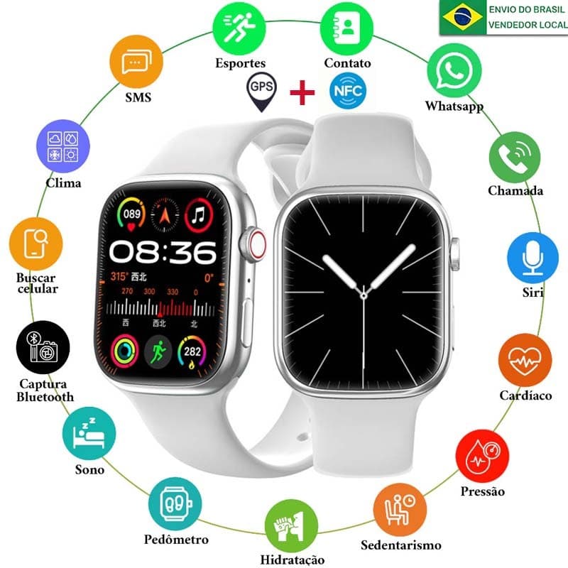relogio feminino 2.01'' AMOLED tela watch 10 smartwatch relogio masculino IP68 a prova d água Chamada Bluetooth 45mm