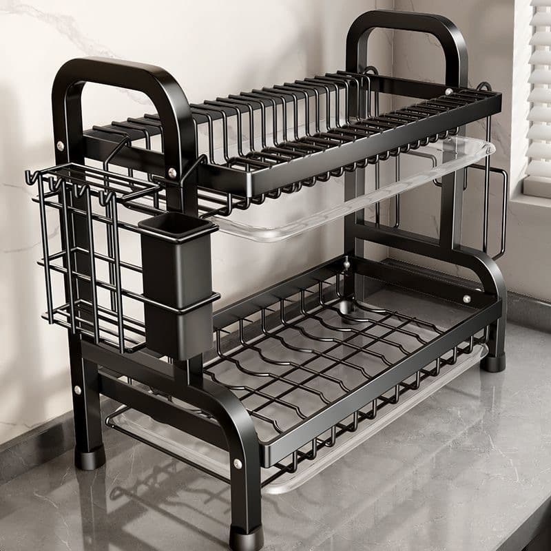 Escorredor Kitchen Rack Aço Inoxidável Organizador Louça Preto Pia Kitchen Rack Aço Ino