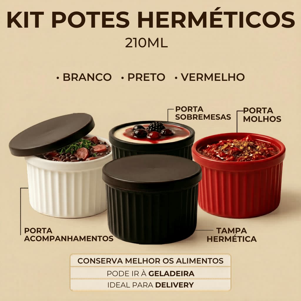Kit Potes Herméticos de Plástico com Tampa – Empilháveis e Resistente Alimento Delivery Restaurante