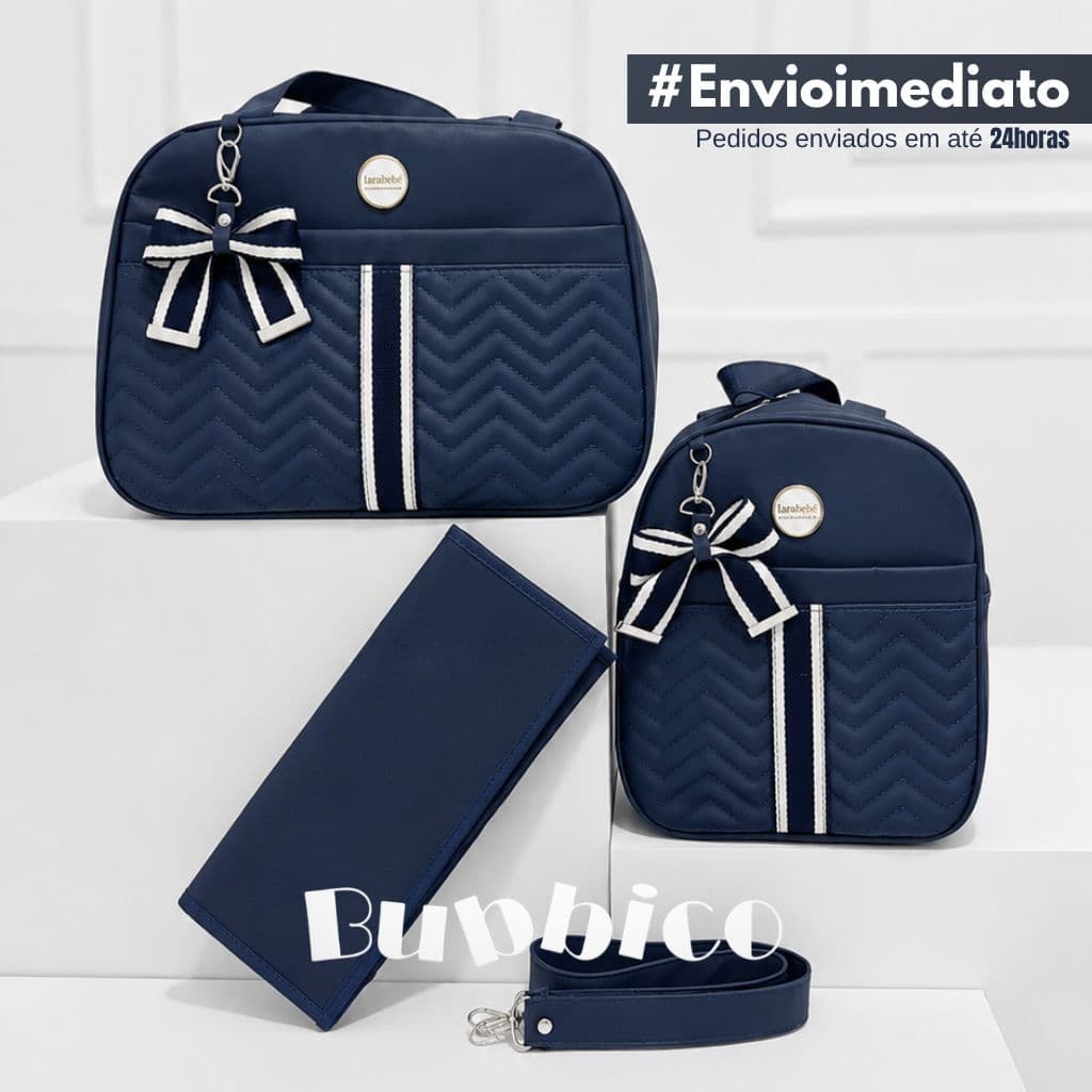 Kit Bolsa Maternidade Com Faixa e Laço 3 Peças Menina/Menino BUBBICO