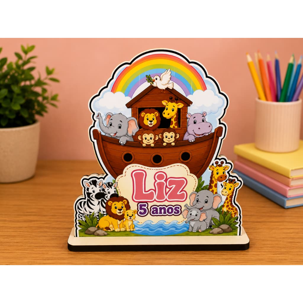 Kit 15 Centro de Mesa Tema Arca de Noé Lembrancinha mdf