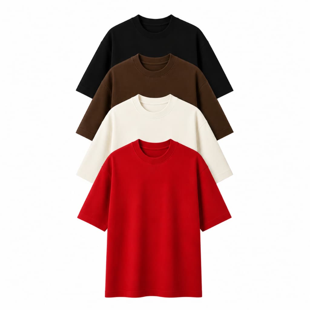 Kit 4 Camiseta Oversized Heavy  Premium Lisa Streetwear Masculina