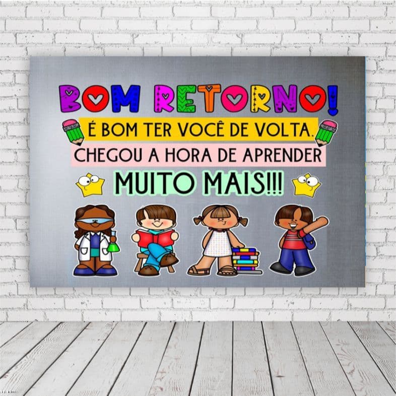 Painel de Festa Retangular Personalizado em Lona Fosca - Volta Ás Aulas - Bom Retorno