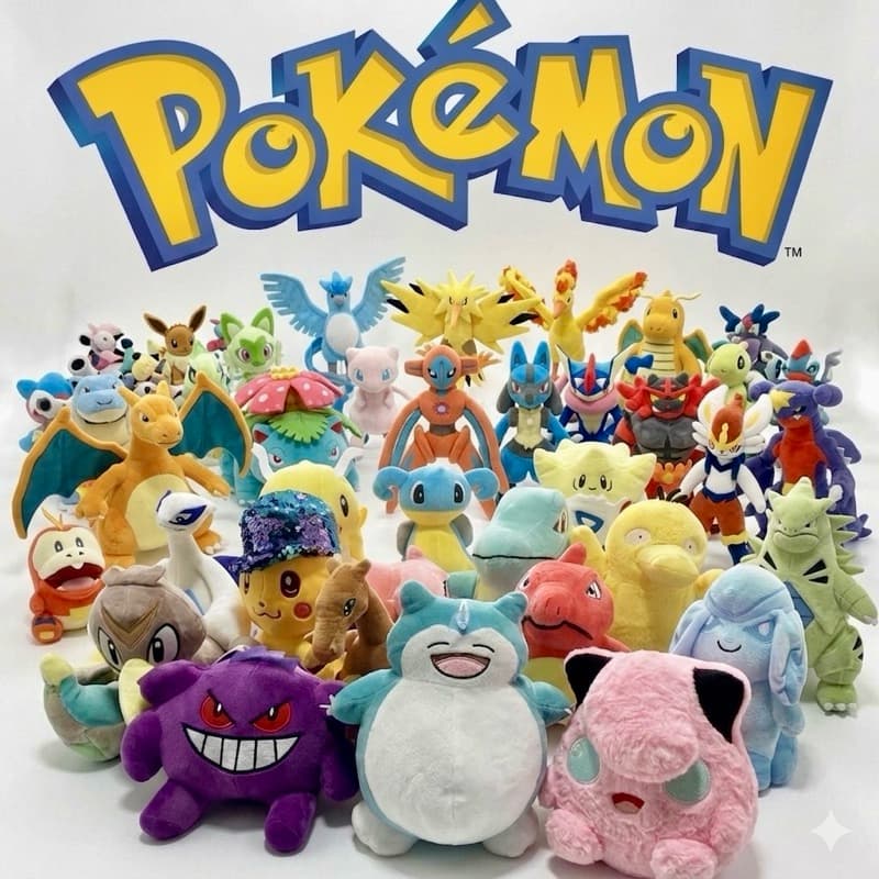 Pelúcia Pokémon 20 - 33 cm - Antialérgico - Boneco Pokémon - Gengar - Chamander - Squirtle - Snorlax - Pikachu - Gengar