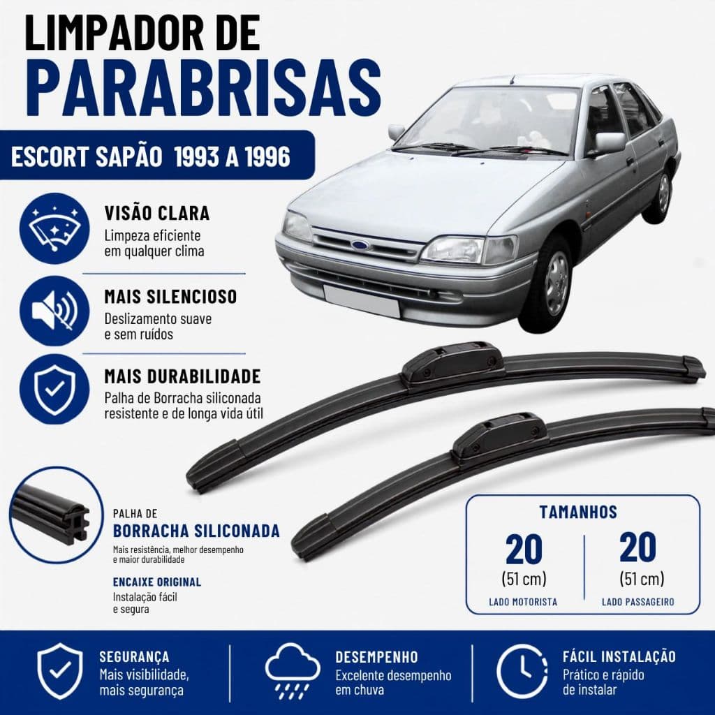 Par Palheta Limpador ParaBrisa Escort Sapão 1993 1994 1995 1996 Silicone