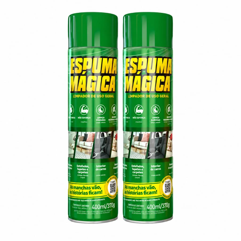 Kit 2 Espuma Mágica 400ml Limpador Sofá Estofados Tênis Carpete Banco Carro Automotivo