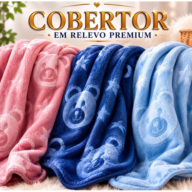 Cobertor Bebê Premium Ursinho Alto Relevo Macio Quentinho Toque Suave Cobertor de Bebê