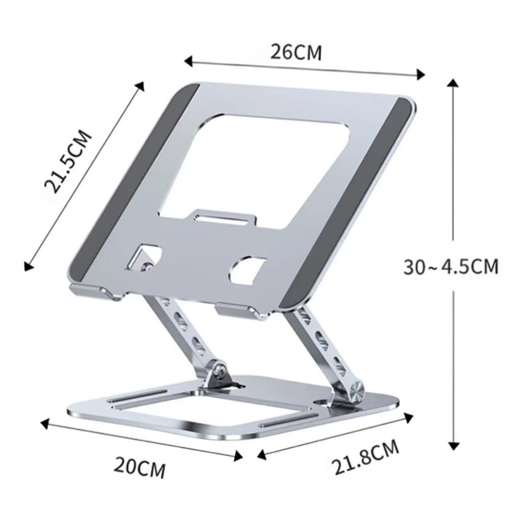 Suporte Ajustável para Notebook e Tablet em Alumínio Dobrável Ergonômico Antiderrapante para Mesa