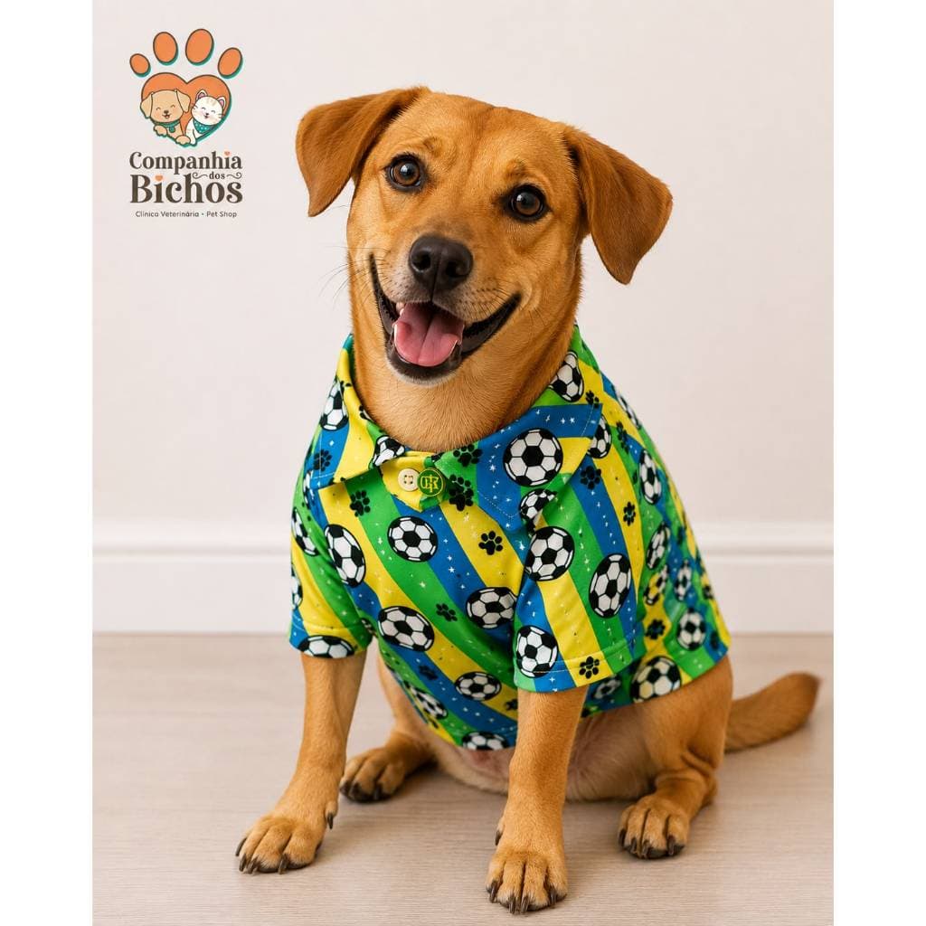 ROUPA ROUPINHA PET PARA CÃES E GATOS COPA DO MUNDO BRASIL TORCEDOR