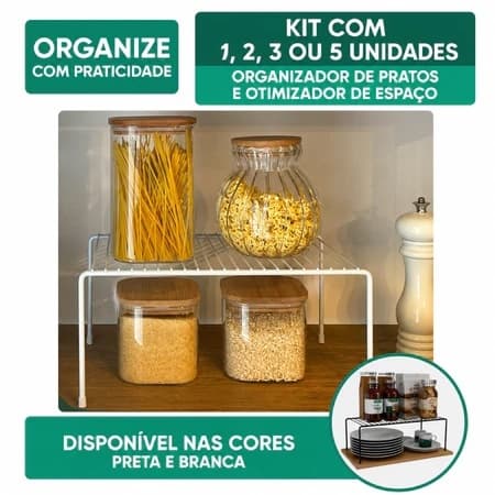 Organizadores Armário Pratos Prateleira Aramado 32 Cm Branco Preto 1/2/3/5 unidades