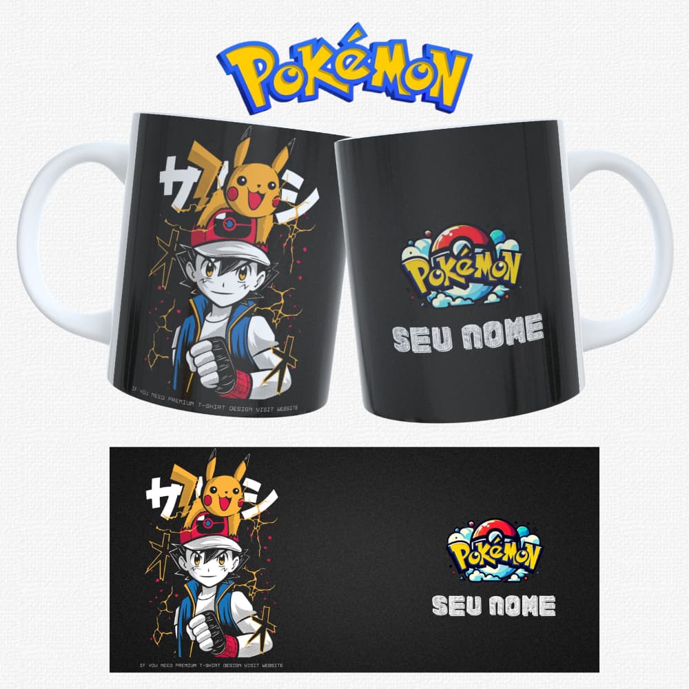 Caneca Pokémon Personalizada com Nome | Presente para Fãs de Pokémon ⚡🎮☕