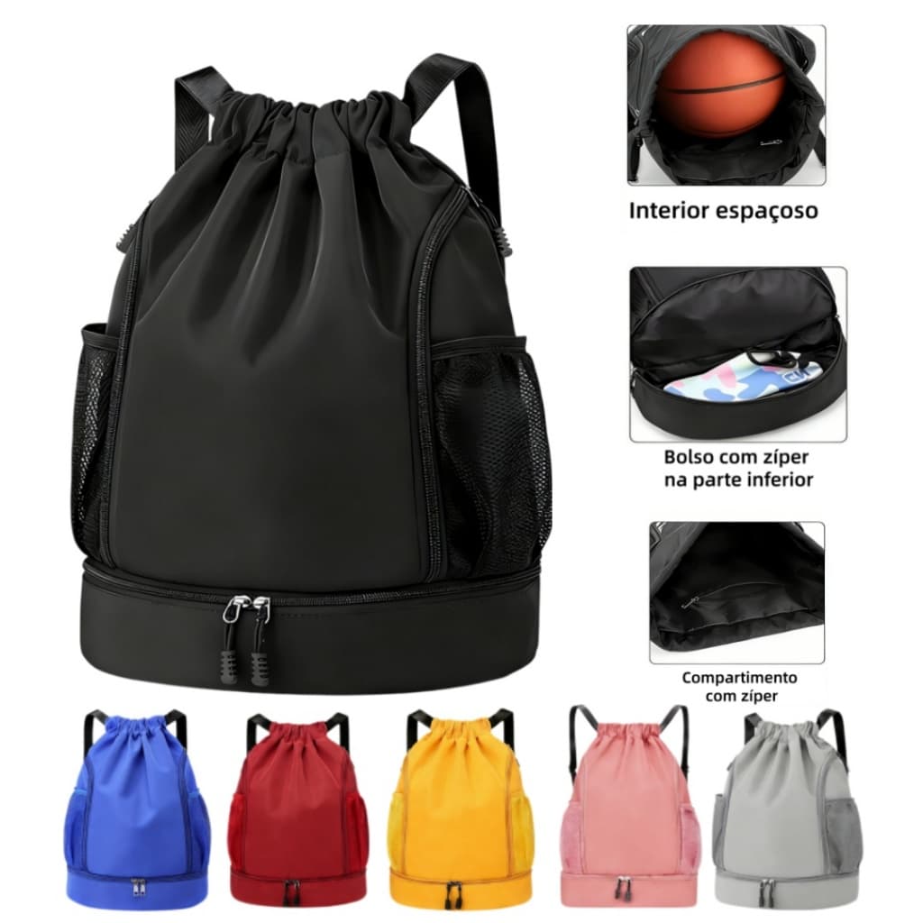 Bolsa Mochila Saco Sacola Costas Impermeável Academia Mochila Basquete Fitnes Trabalho com 2 Bolso Lateral