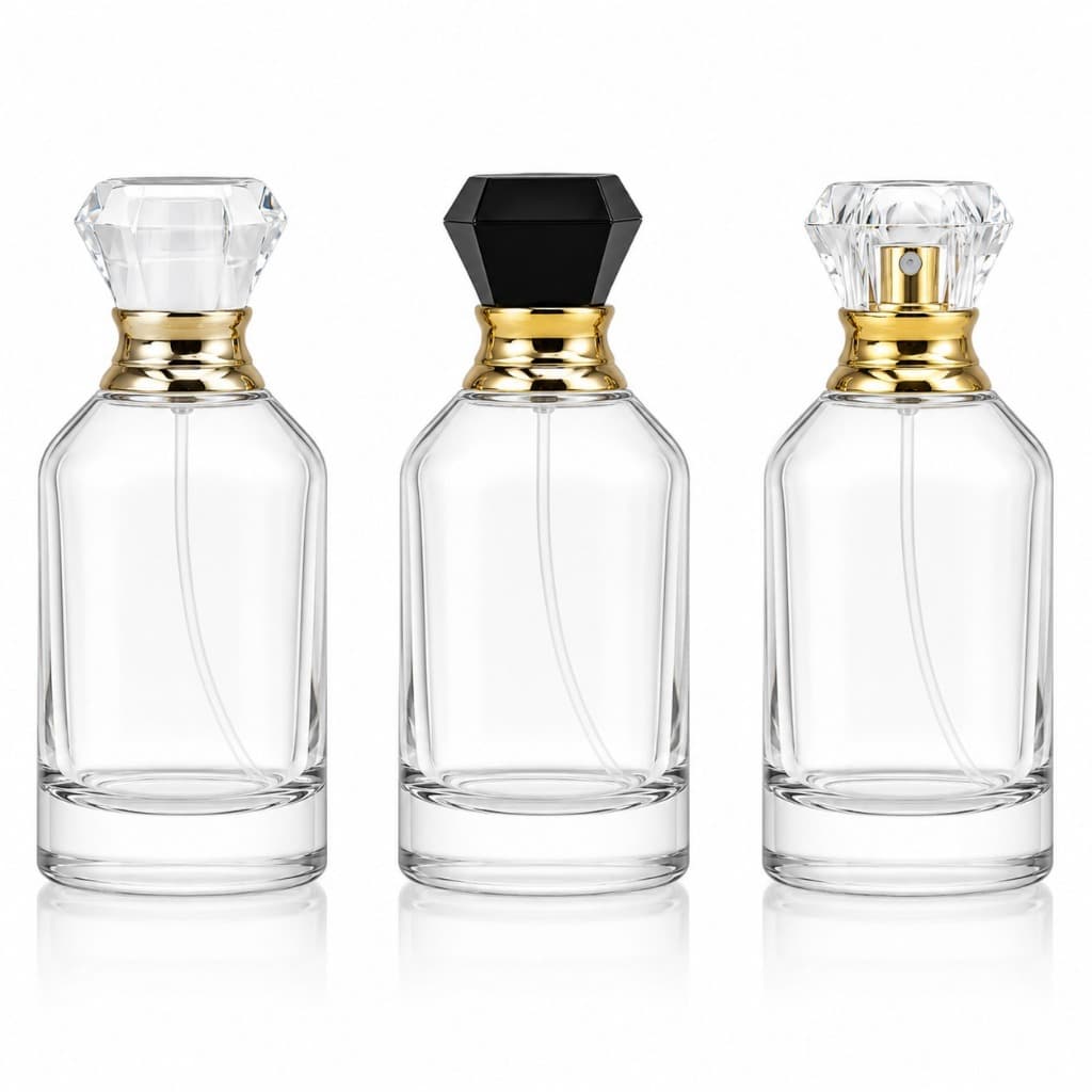 Frasco de Vidro Porta Perfum Coroa 100ml Reutilizável de Vidro com Válvula Spray