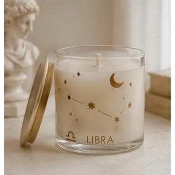 Vela Aromática 180g Cera de Coco | Presente Signo Libra | Coleção Zodíaco Lumelis