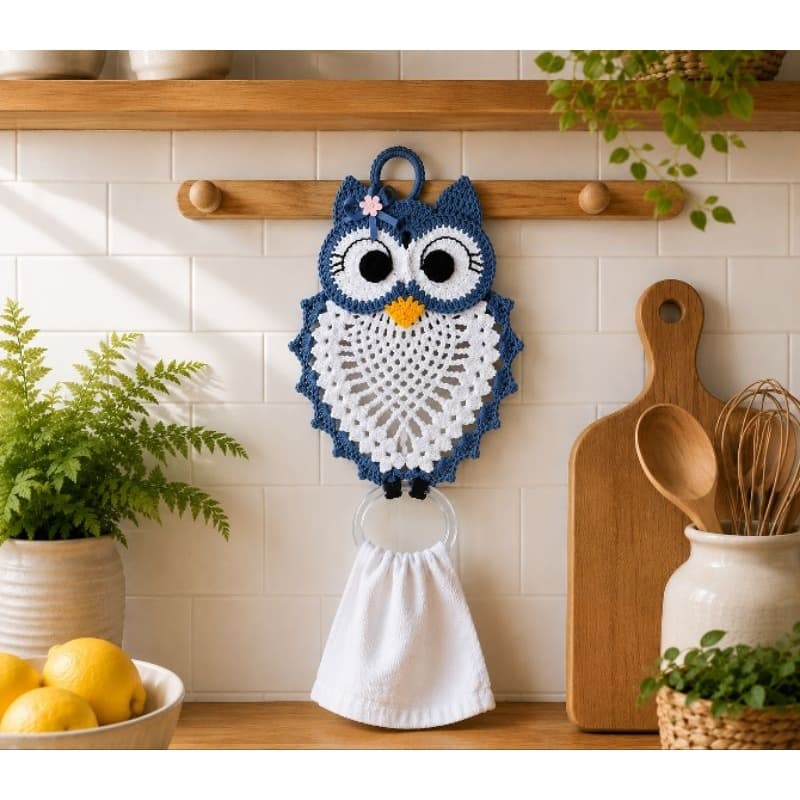 PORTA PANO DE PRATO CORUJA EM CROCHE ARTESANAL 🦉