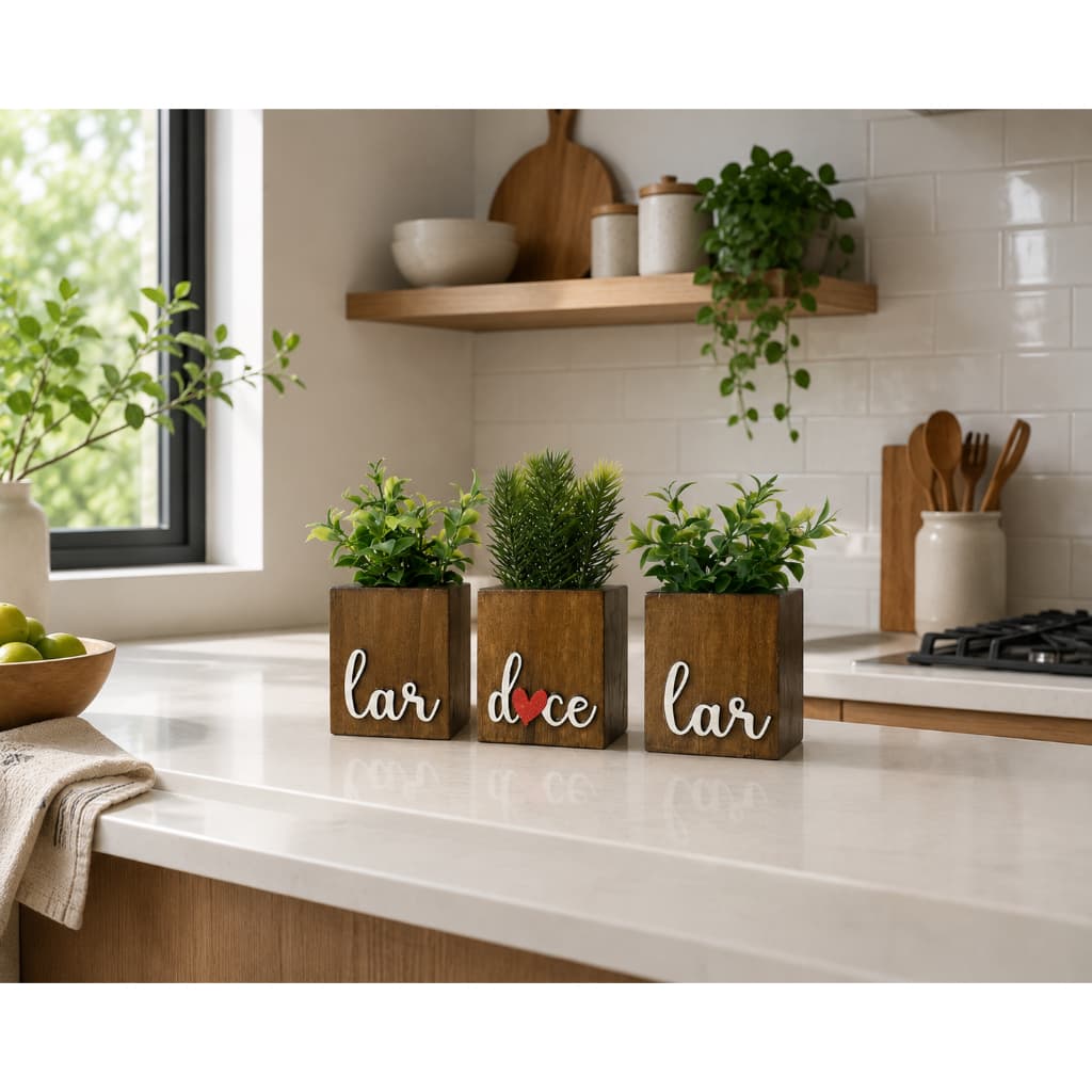 Vasos Decorativos Com Planta Artificial Frase Decoração