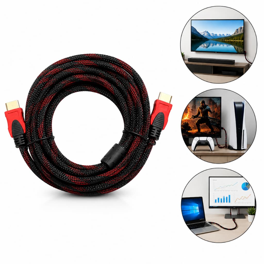 Cabo HDMI 3 Metros 4K Ultra HD Trançado Alta Velocidade TV Monitor Projetor Notebook PS5 Xbox Compatível
