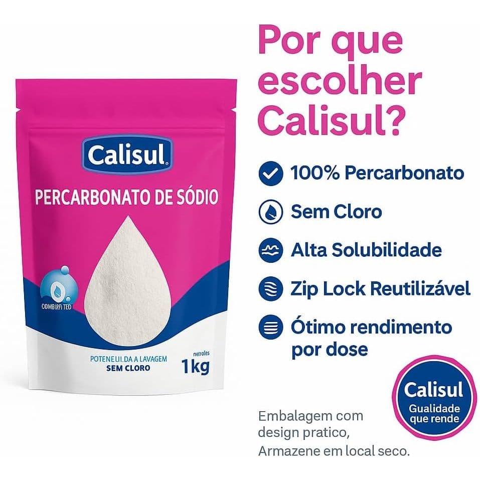 Percarbonato 100% Puro Tira Manchas Roupas Brancas e Coloridas