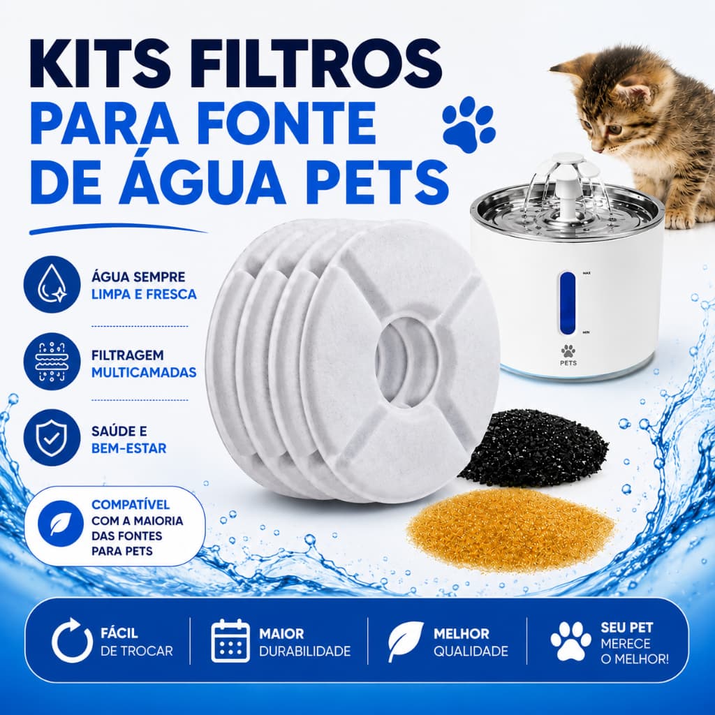 Filtros de Carvão Ativado Para Fonte de Água de Gato Cachorro Animais Pet