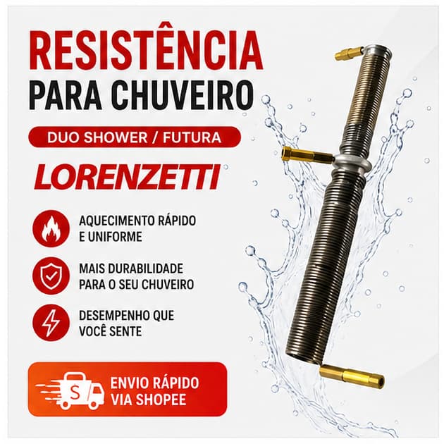 Resistência Duo Shower Quadra Futura Compatível com Lorenzetti 127V 5500W 220V 7500W