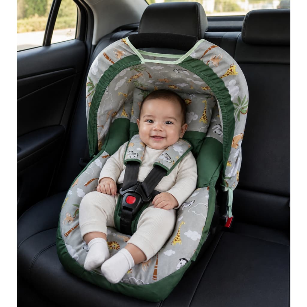 Capa Para Bebê Conforto, Capota, Protetores de Cinto e Travesseiro Menino e Menina 100% Algodão