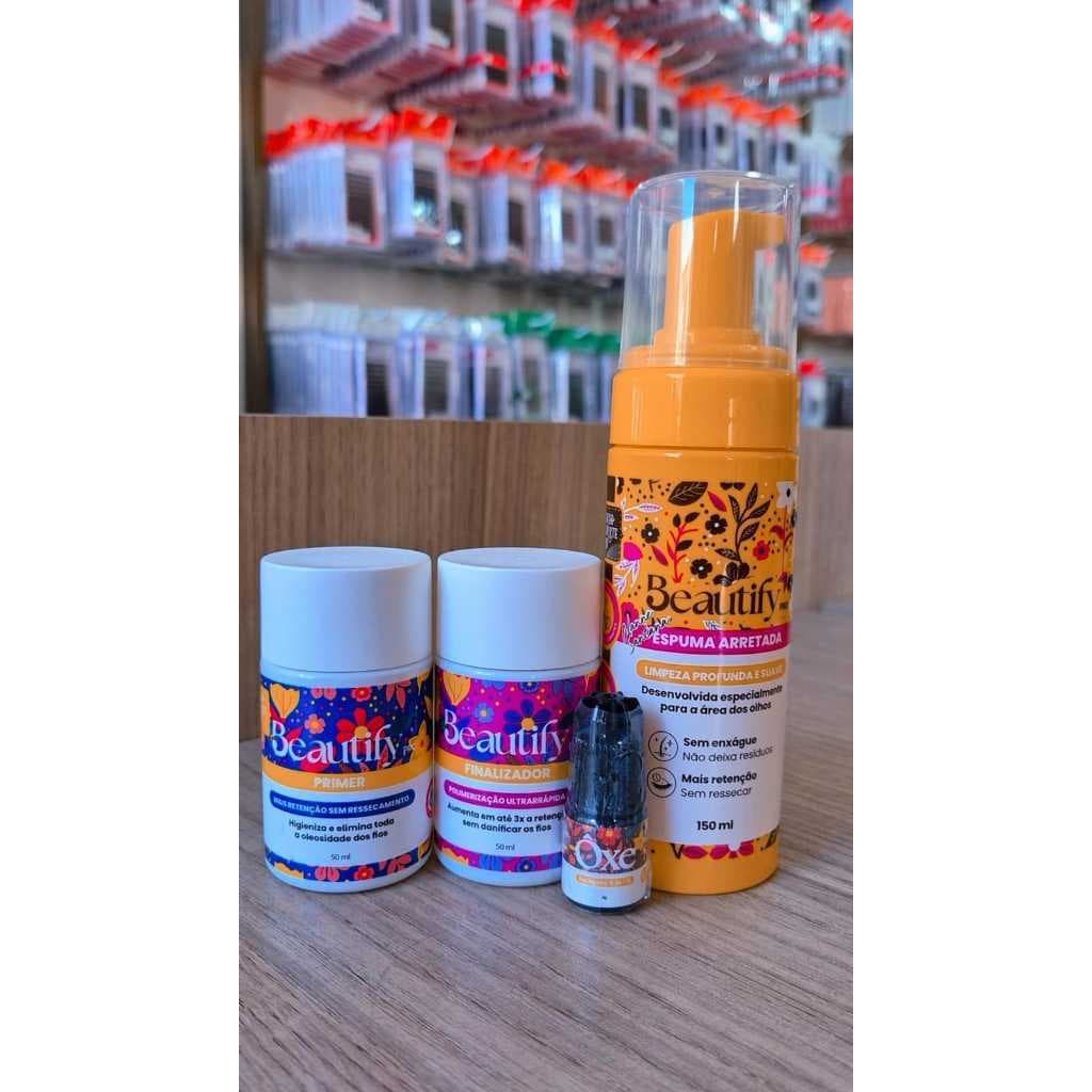 KIT ÔXE ESPUMA + FINALIZADOR + PRIMER + COLA BEAUTIFY - ENVIO IMEDIATO