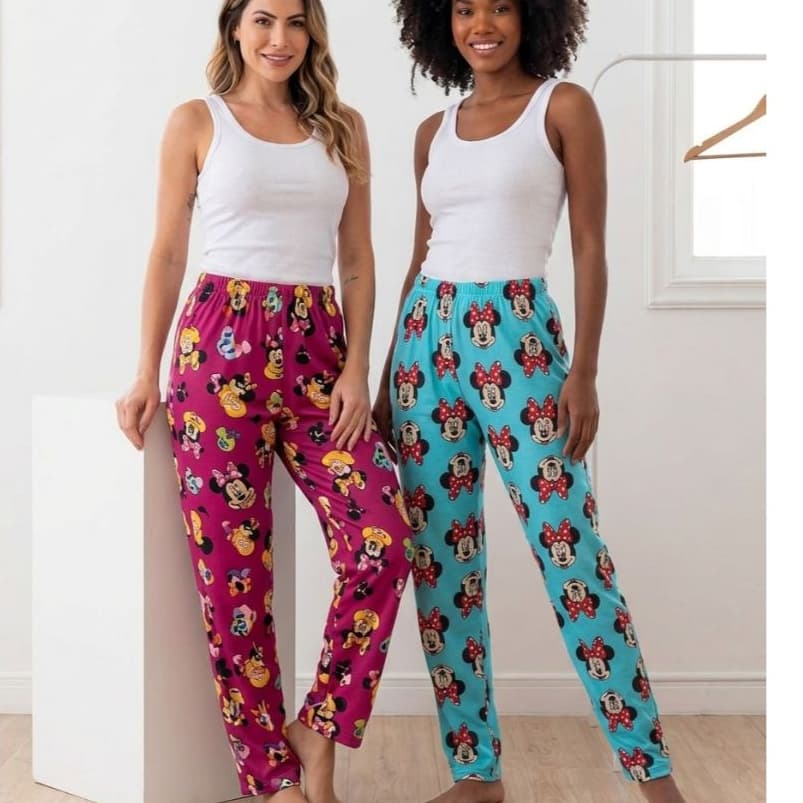 KIT 02 Calças Pijamas Poliester FINO SORTIDO PERSONAGENS