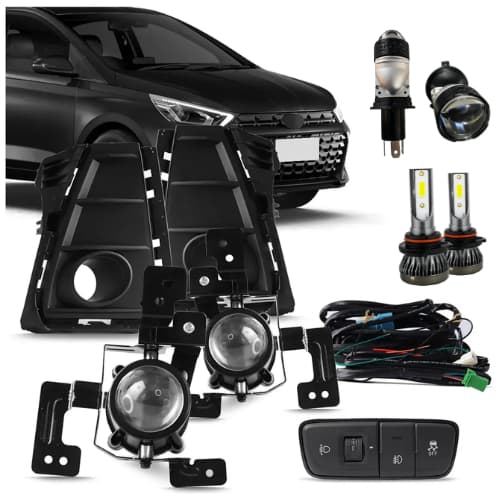 Kit Farol Milha Neblina Hb20 Sedan 2024 2025 2026 Botão Modelo Original Com Led HB4 + H4 Do Farol Alto Baixo 6000k