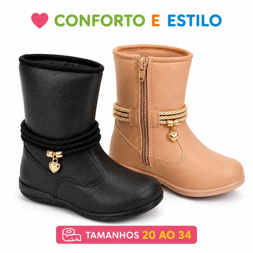 Botas infantis para meninas Bota Infantil Feminina Boiadeira Confortável Leve Club Happy